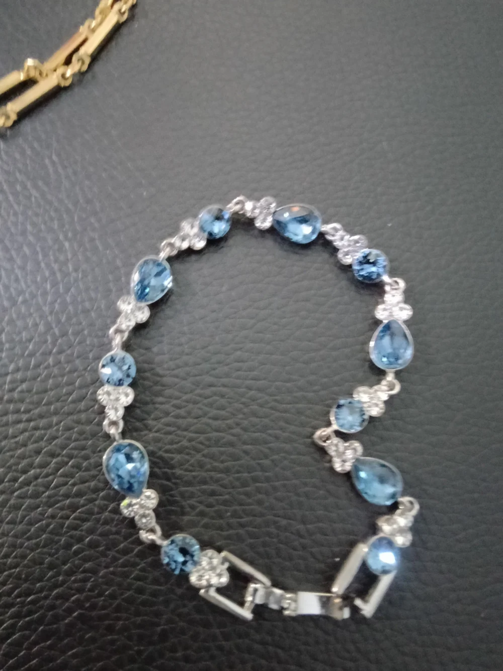 Givenchy Blue Crystal Teardrop Bracelet with Silver Accents